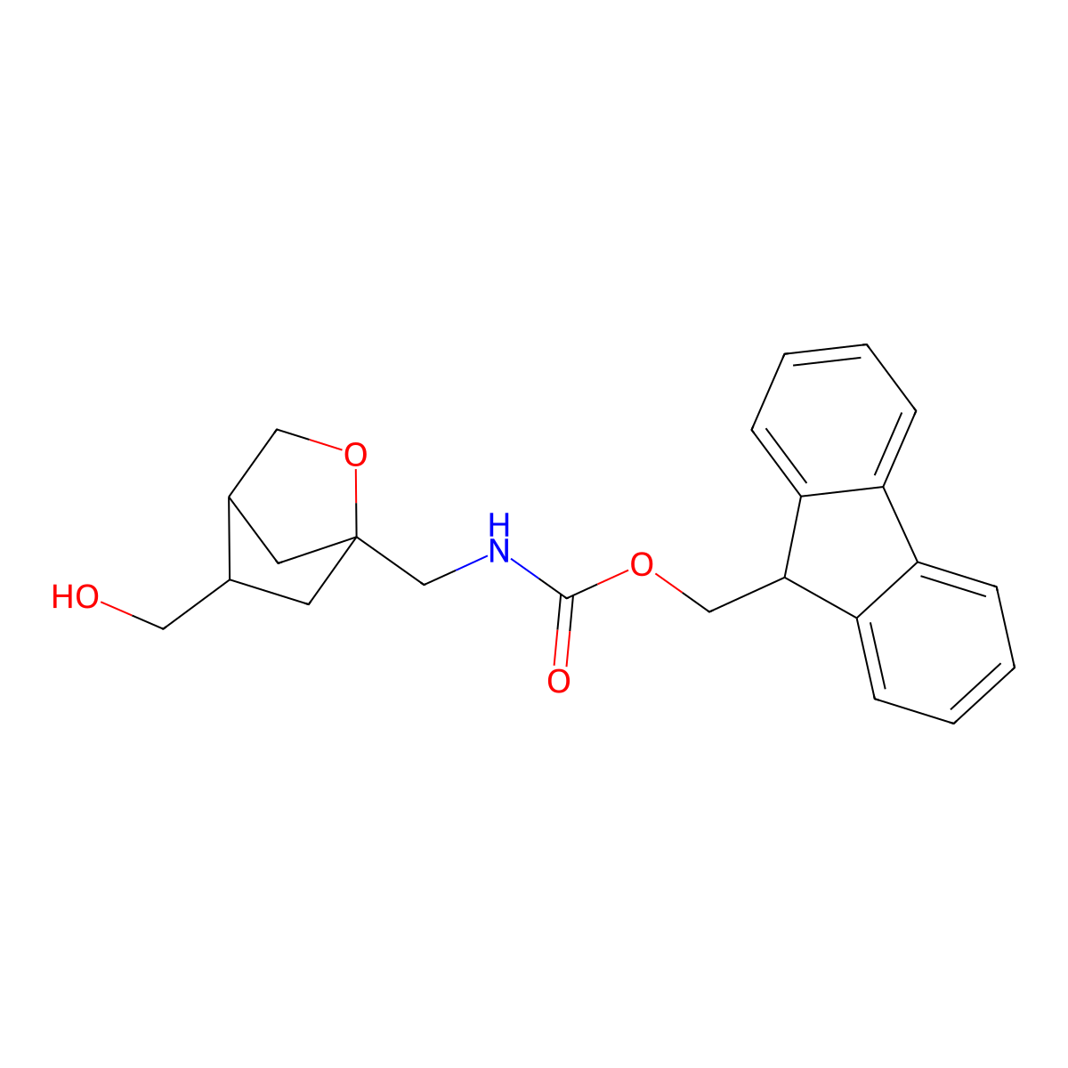 rac-(9H-fluoren-9-yl)methyl N-{[(1R,4S,5S)-5-(hydroxymethyl)-2-oxabicyclo[2.2.1]heptan-1-yl]methyl}carbamate molecular structure, CAS 2763994-07-4