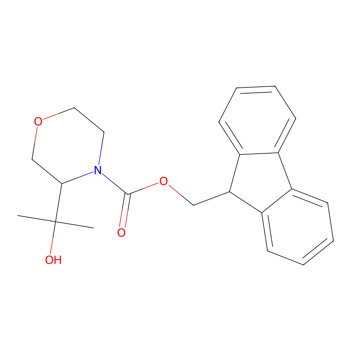 (9H-fluoren-9-yl)methyl 3-(2-hydroxypropan-2-yl)morpholine-4-carboxylate molecular structure, CAS 2763994-08-5