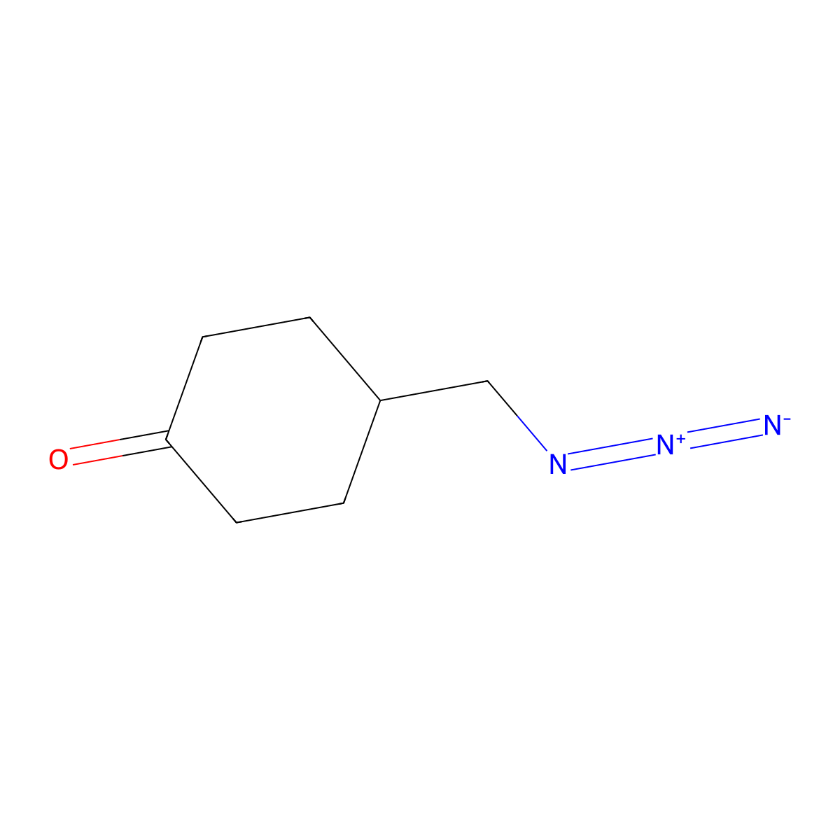 4-(Azidomethyl)cyclohexan-1-one molecular structure, CAS 2763994-10-9