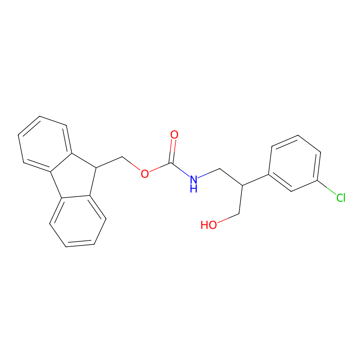 (9H-fluoren-9-yl)methyl N-[2-(3-chlorophenyl)-3-hydroxypropyl]carbamate molecular structure, CAS 2763994-11-0
