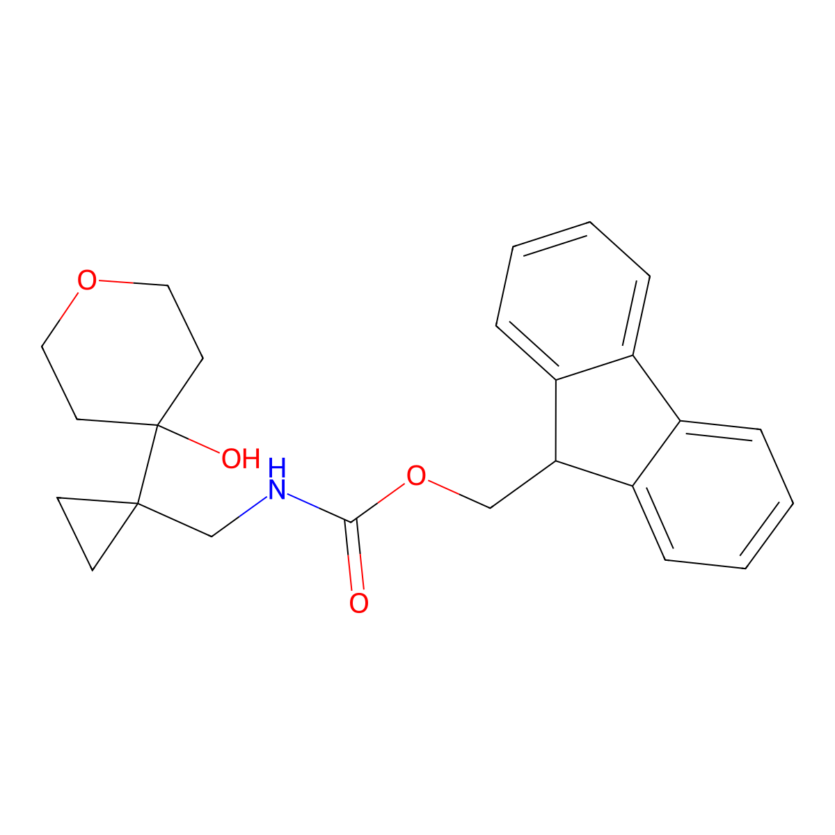 (9H-fluoren-9-yl)methyl N-{[1-(4-hydroxyoxan-4-yl)cyclopropyl]methyl}carbamate molecular structure, CAS 2763994-15-4
