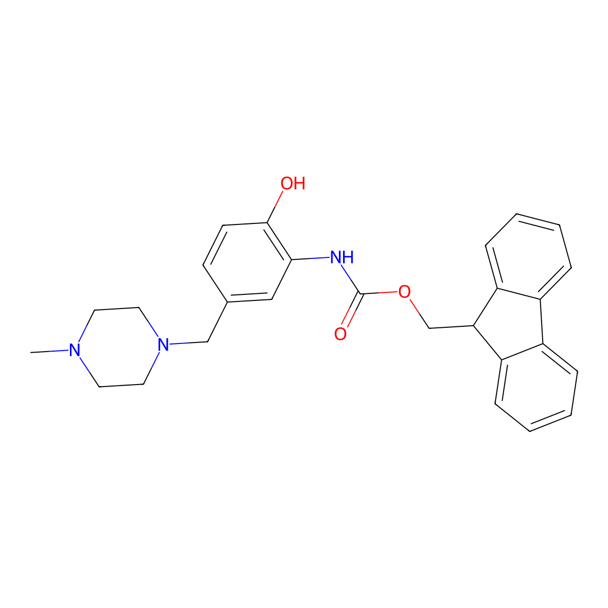 (9H-fluoren-9-yl)methyl N-{2-hydroxy-5-[(4-methylpiperazin-1-yl)methyl]phenyl}carbamate molecular structure, CAS 2763994-18-7