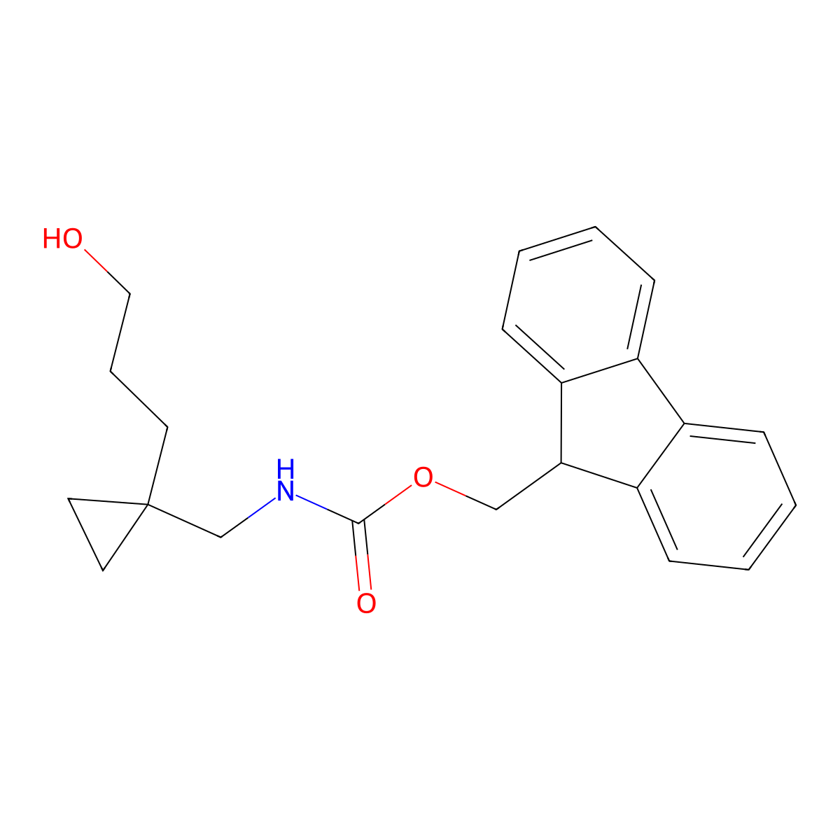(9H-fluoren-9-yl)methyl N-{[1-(3-hydroxypropyl)cyclopropyl]methyl}carbamate molecular structure, CAS 2763994-20-1