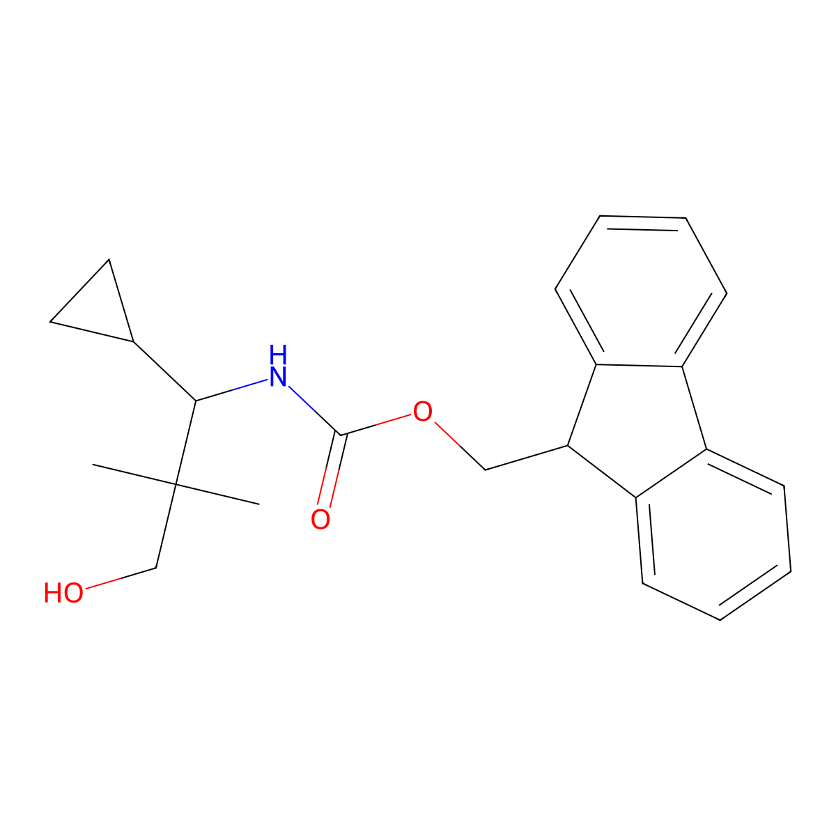 (9H-fluoren-9-yl)methyl N-(1-cyclopropyl-3-hydroxy-2,2-dimethylpropyl)carbamate molecular structure, CAS 2763994-31-4