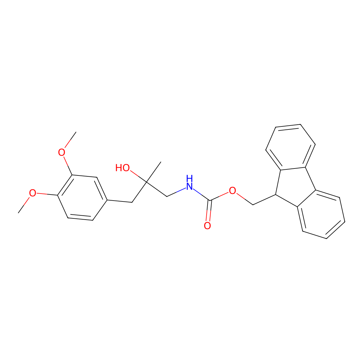 (9H-fluoren-9-yl)methyl N-[3-(3,4-dimethoxyphenyl)-2-hydroxy-2-methylpropyl]carbamate molecular structure, CAS 2763994-35-8