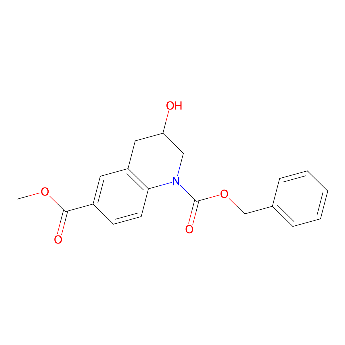 1-Benzyl 6-methyl 3-hydroxy-1,2,3,4-tetrahydroquinoline-1,6-dicarboxylate molecular structure, CAS 2763994-37-0