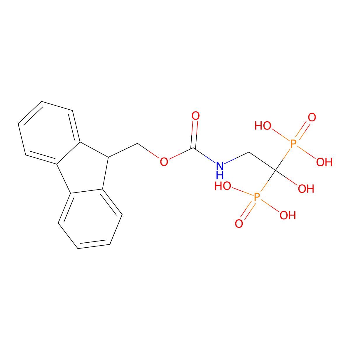 [2-({[(9H-fluoren-9-yl)methoxy]carbonyl}amino)-1-hydroxy-1-phosphonoethyl]phosphonic acid molecular structure, CAS 2763994-39-2