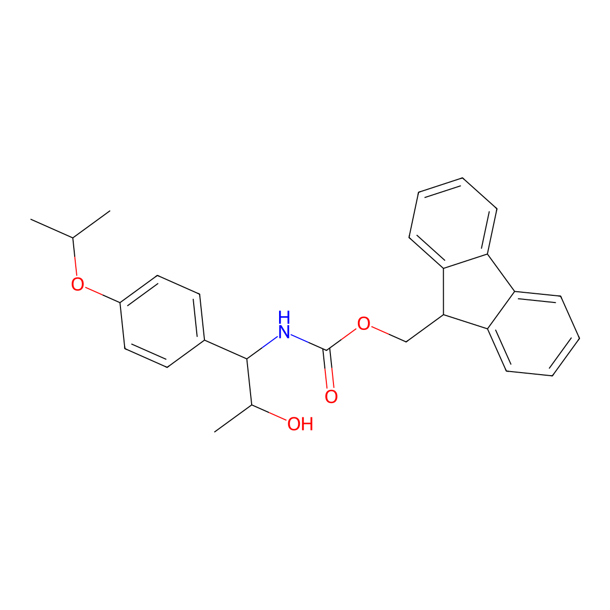 (9H-fluoren-9-yl)methyl N-{2-hydroxy-1-[4-(propan-2-yloxy)phenyl]propyl}carbamate molecular structure, CAS 2763994-44-9