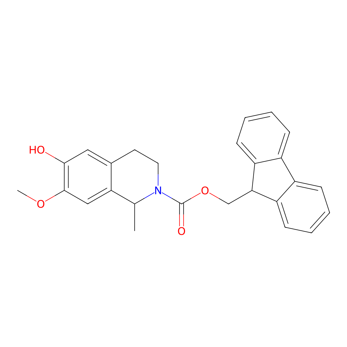 (9H-fluoren-9-yl)methyl 6-hydroxy-7-methoxy-1-methyl-1,2,3,4-tetrahydroisoquinoline-2-carboxylate molecular structure, CAS 2763994-46-1