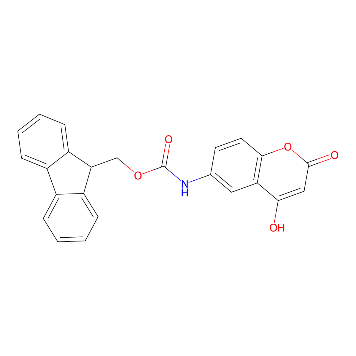 (9H-fluoren-9-yl)methyl N-(4-hydroxy-2-oxo-2H-chromen-6-yl)carbamate molecular structure, CAS 2763994-47-2