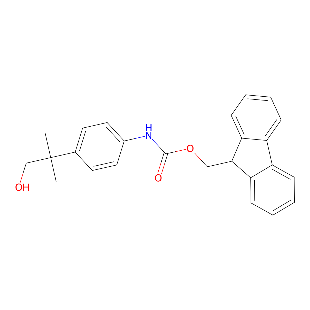 (9H-fluoren-9-yl)methyl N-[4-(1-hydroxy-2-methylpropan-2-yl)phenyl]carbamate molecular structure, CAS 2763994-49-4
