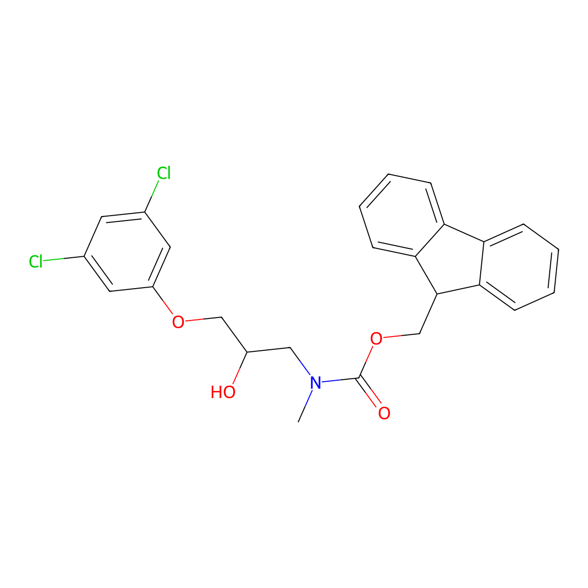 (9H-fluoren-9-yl)methyl N-[3-(3,5-dichlorophenoxy)-2-hydroxypropyl]-N-methylcarbamate molecular structure, CAS 2763994-51-8