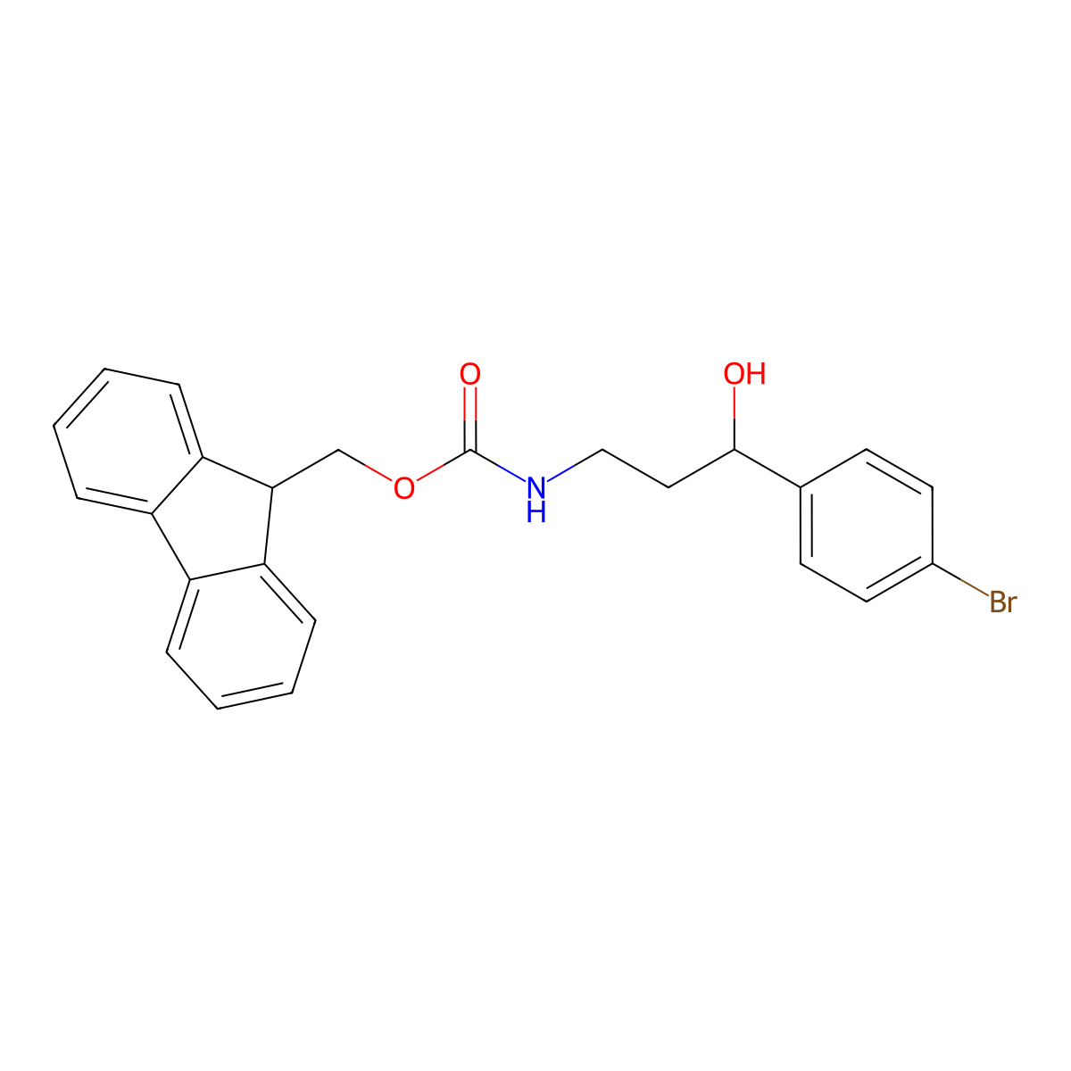 (9H-fluoren-9-yl)methyl N-[3-(4-bromophenyl)-3-hydroxypropyl]carbamate molecular structure, CAS 2763997-64-2