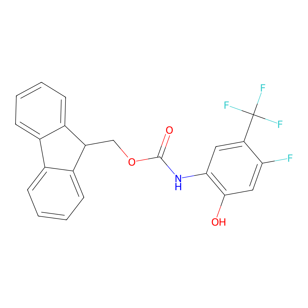 (9H-fluoren-9-yl)methyl N-[4-fluoro-2-hydroxy-5-(trifluoromethyl)phenyl]carbamate molecular structure, CAS 2763997-67-5