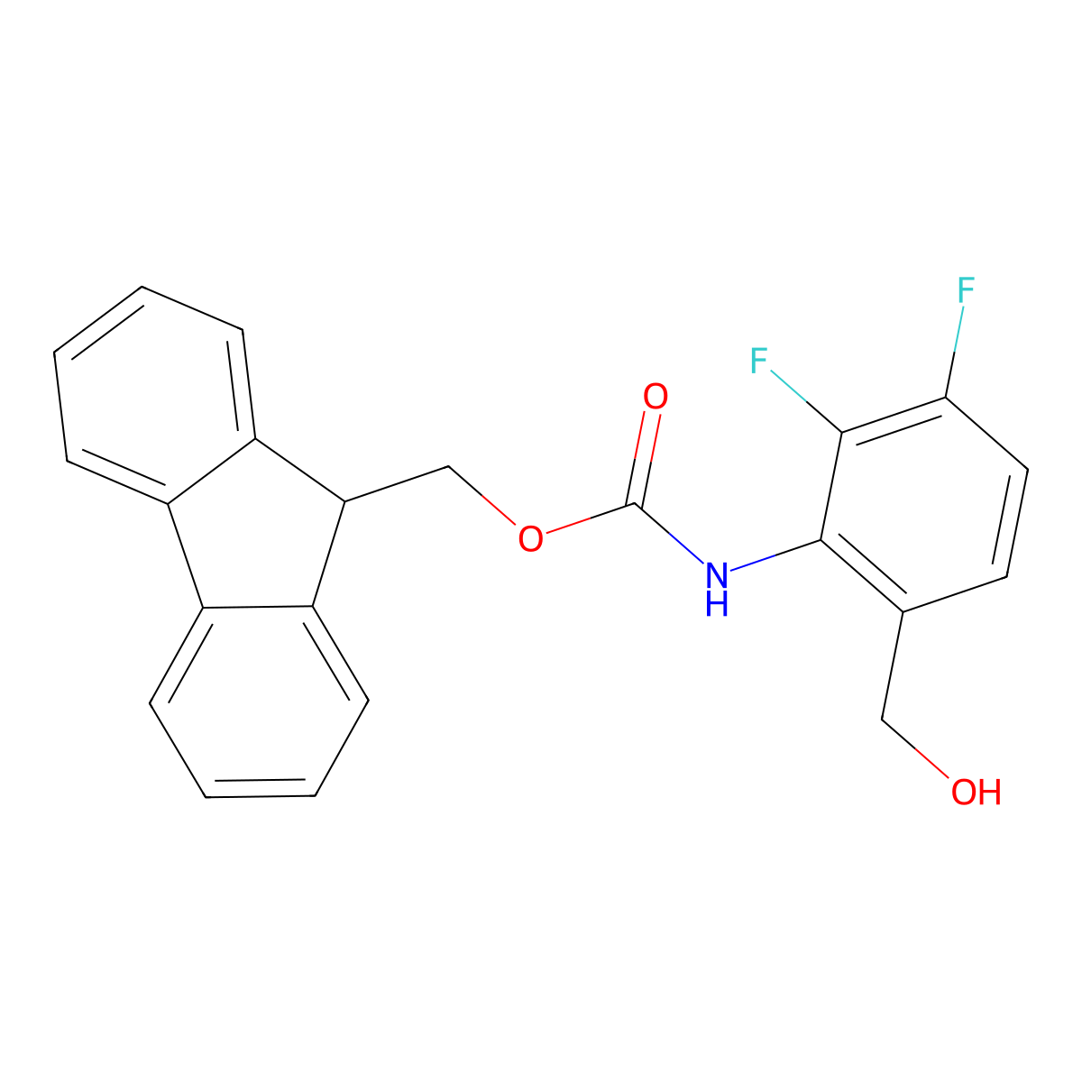 (9H-fluoren-9-yl)methyl N-[2,3-difluoro-6-(hydroxymethyl)phenyl]carbamate molecular structure, CAS 2763997-73-3