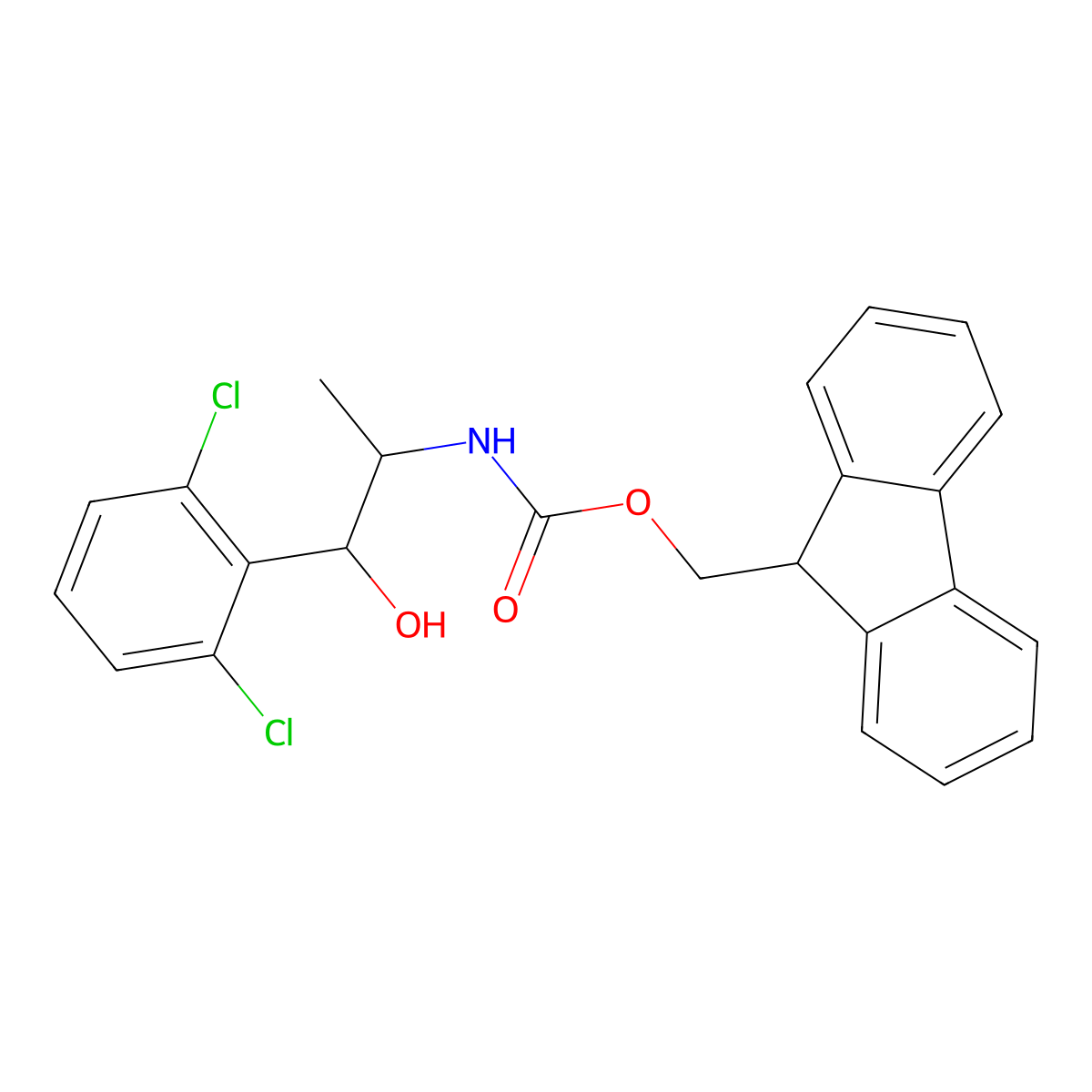 (9H-fluoren-9-yl)methyl N-[1-(2,6-dichlorophenyl)-1-hydroxypropan-2-yl]carbamate molecular structure, CAS 2763997-77-7