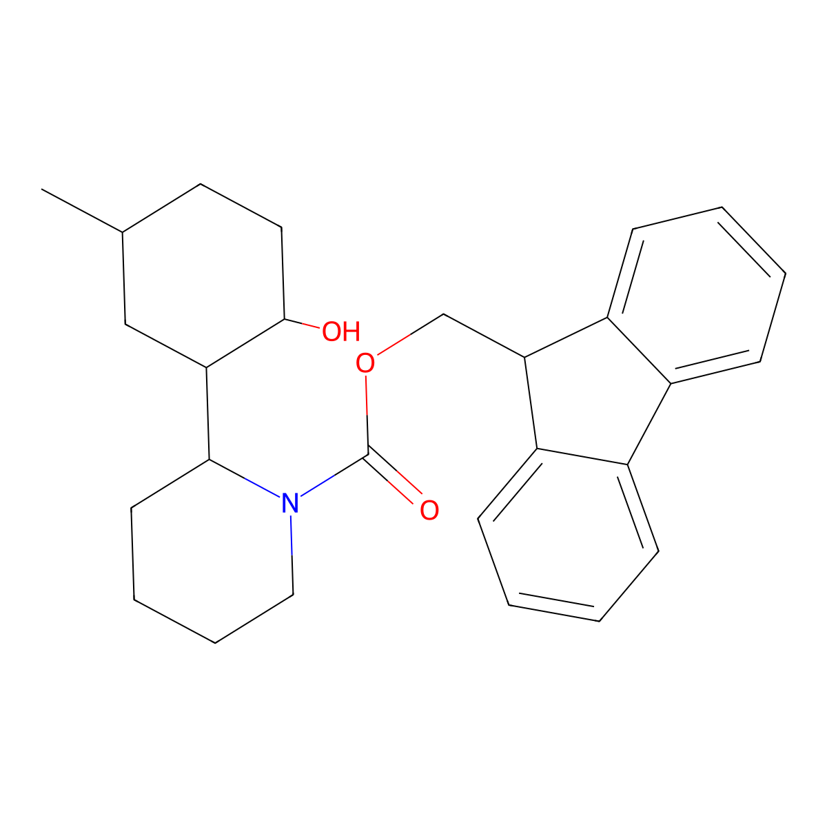 (9H-fluoren-9-yl)methyl 2-(2-hydroxy-5-methylcyclohexyl)piperidine-1-carboxylate molecular structure, CAS 2763997-79-9