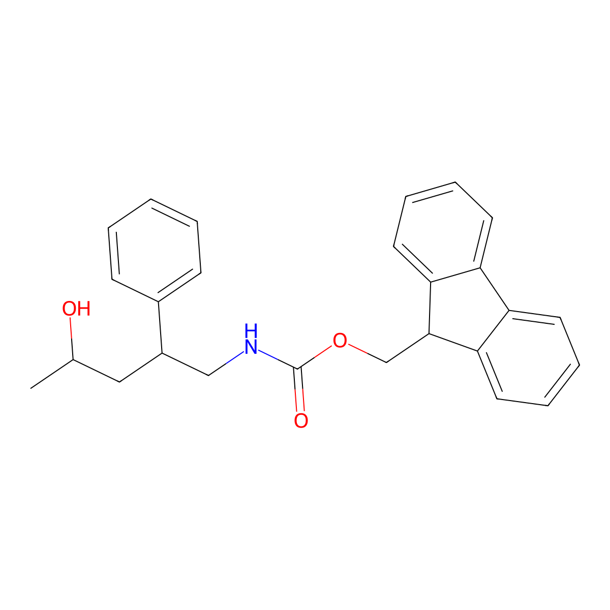 (9H-fluoren-9-yl)methyl N-(4-hydroxy-2-phenylpentyl)carbamate molecular structure, CAS 2763997-84-6