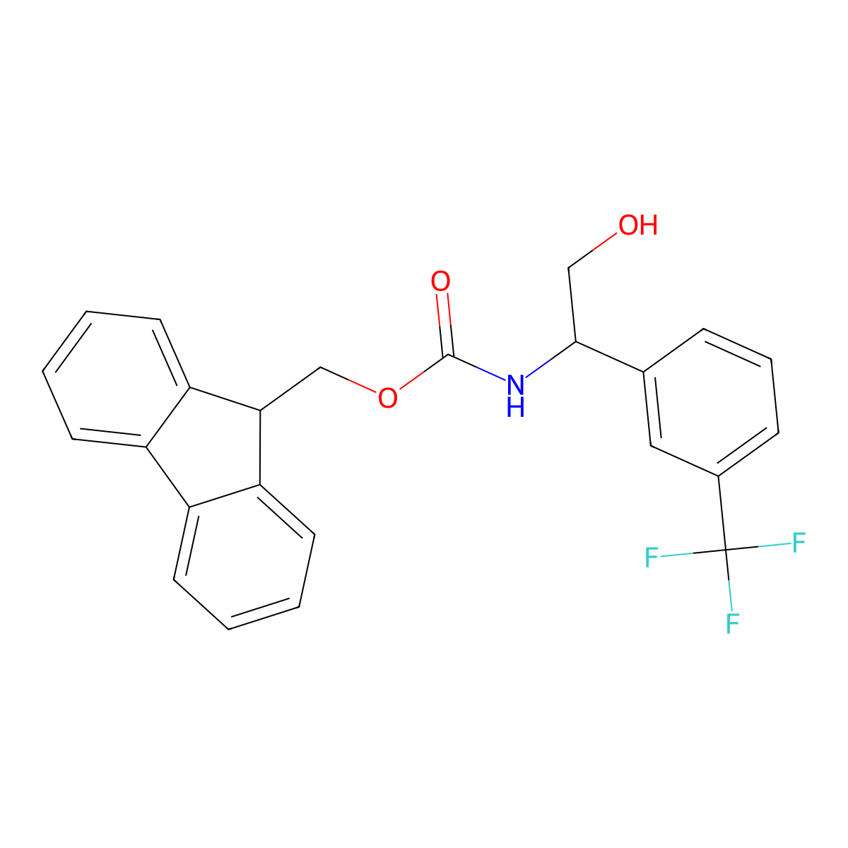 (9H-fluoren-9-yl)methyl N-{2-hydroxy-1-[3-(trifluoromethyl)phenyl]ethyl}carbamate molecular structure, CAS 2763997-95-9