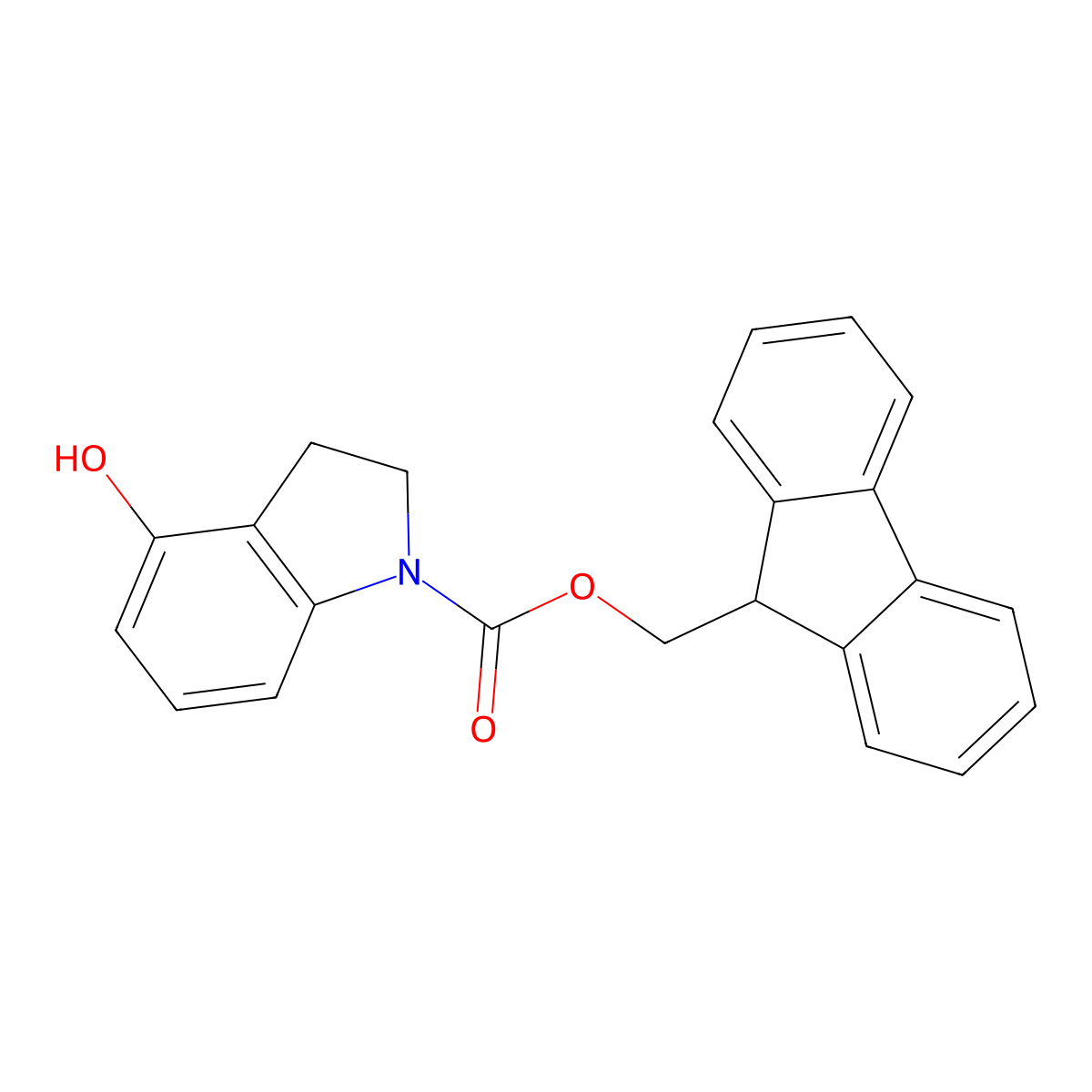 (9H-fluoren-9-yl)methyl 4-hydroxy-2,3-dihydro-1H-indole-1-carboxylate molecular structure, CAS 2763997-96-0