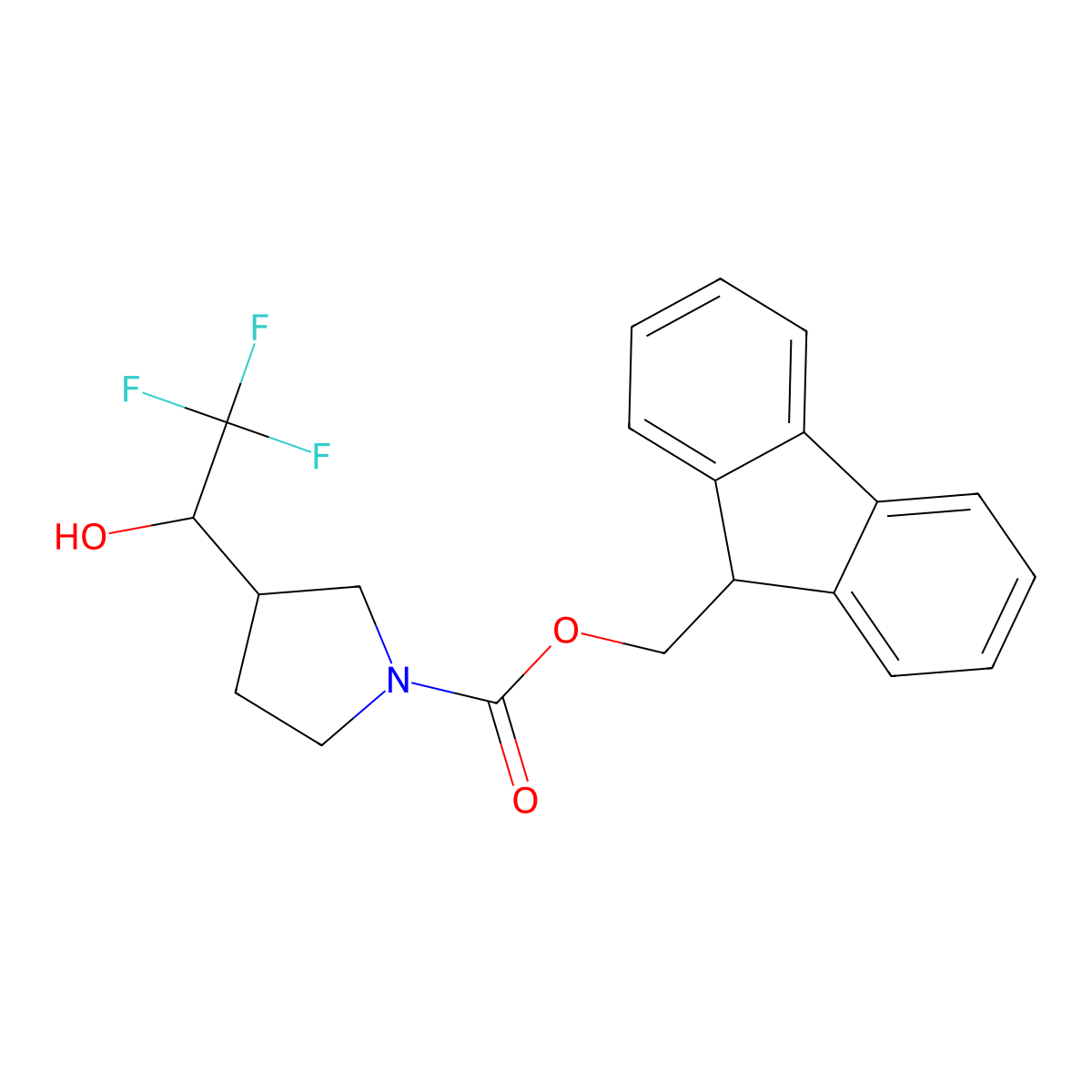 (9H-fluoren-9-yl)methyl 3-(2,2,2-trifluoro-1-hydroxyethyl)pyrrolidine-1-carboxylate molecular structure, CAS 2763998-14-5