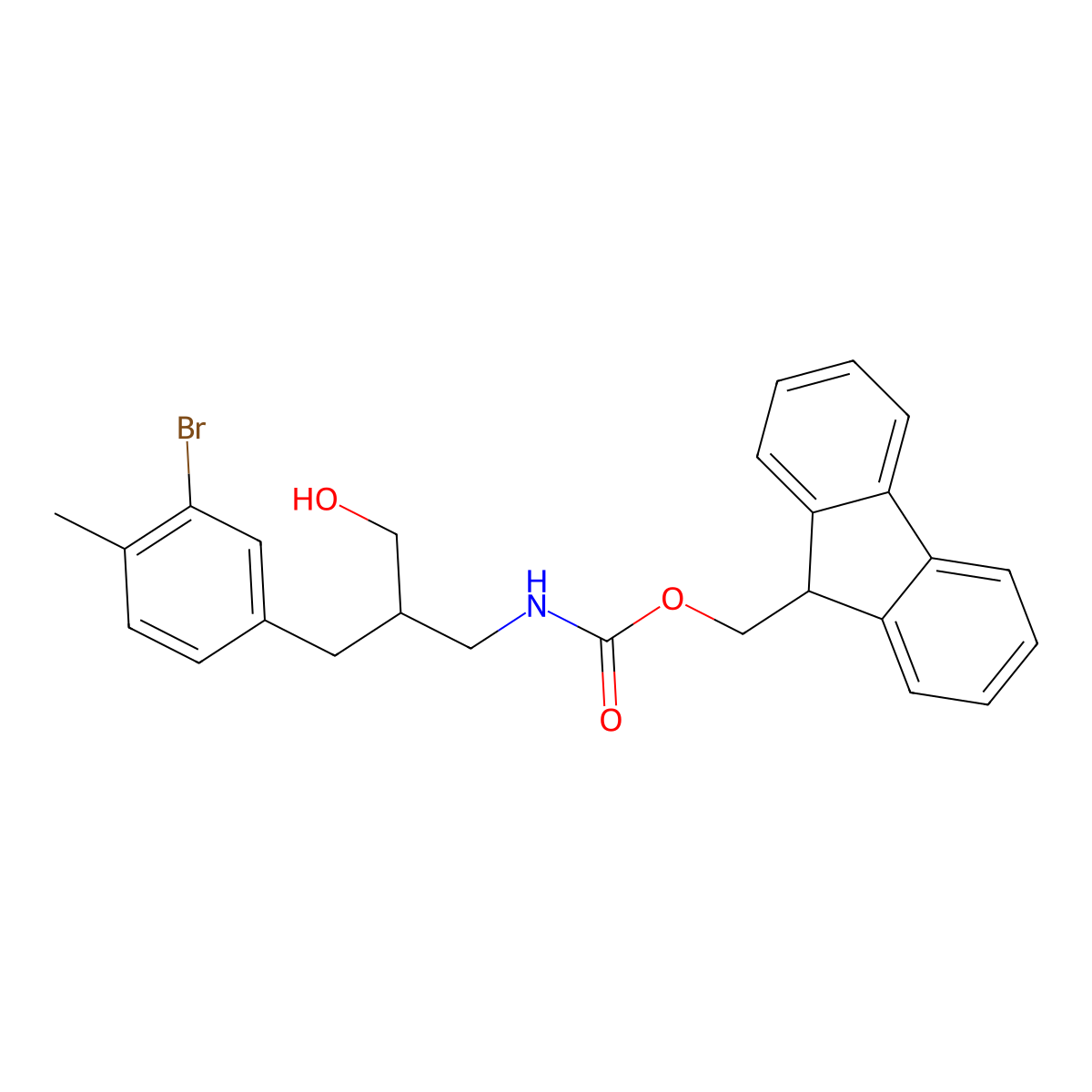 (9H-fluoren-9-yl)methyl N-{2-[(3-bromo-4-methylphenyl)methyl]-3-hydroxypropyl}carbamate molecular structure, CAS 2763998-17-8