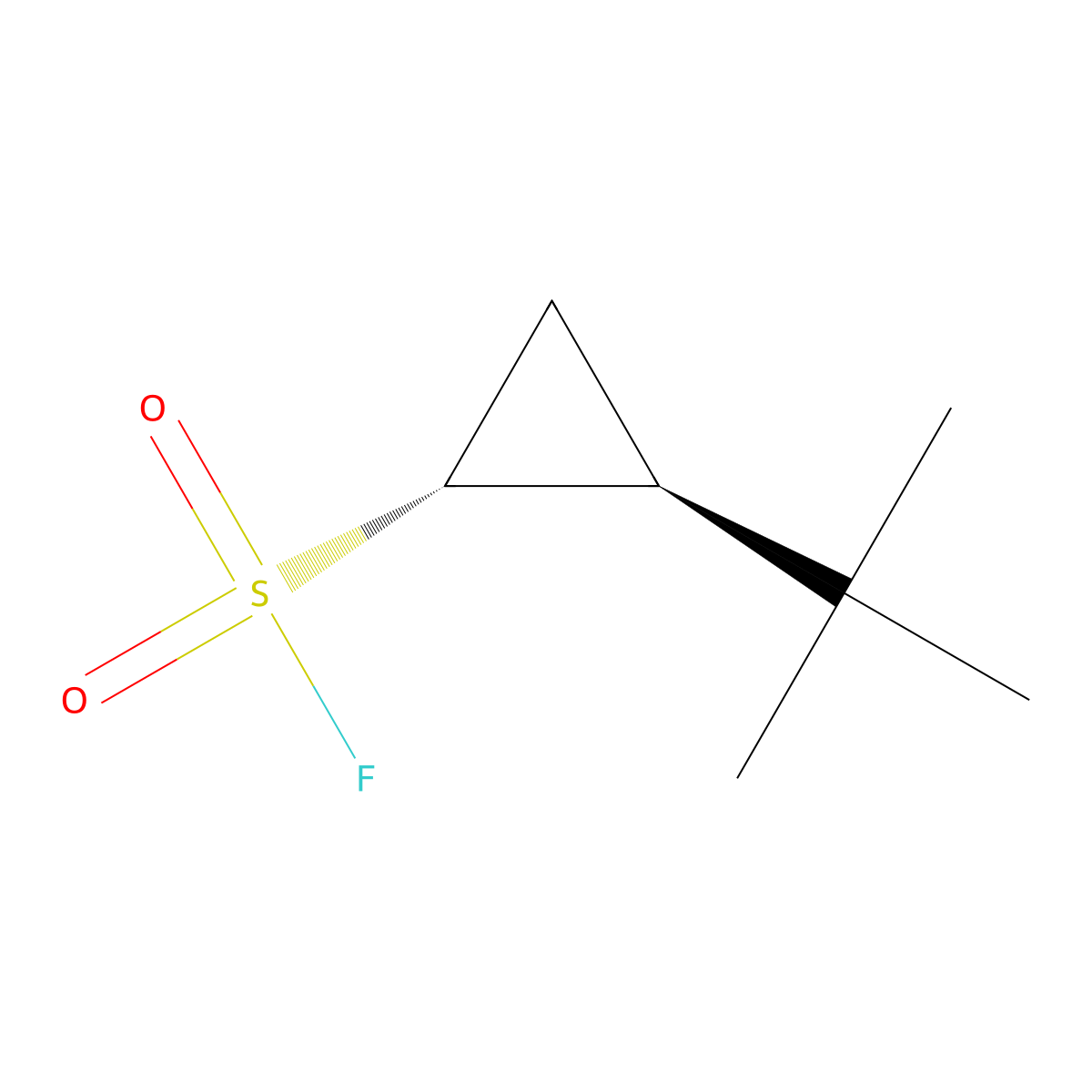 rac-(1R,2S)-2-tert-butylcyclopropane-1-sulfonyl fluoride molecular structure, CAS 2763998-21-4