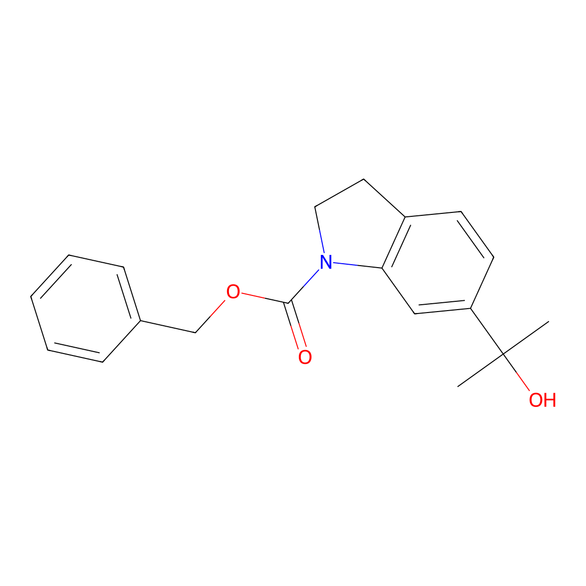 benzyl 6-(2-hydroxypropan-2-yl)-2,3-dihydro-1H-indole-1-carboxylate molecular structure, CAS 2763998-26-9