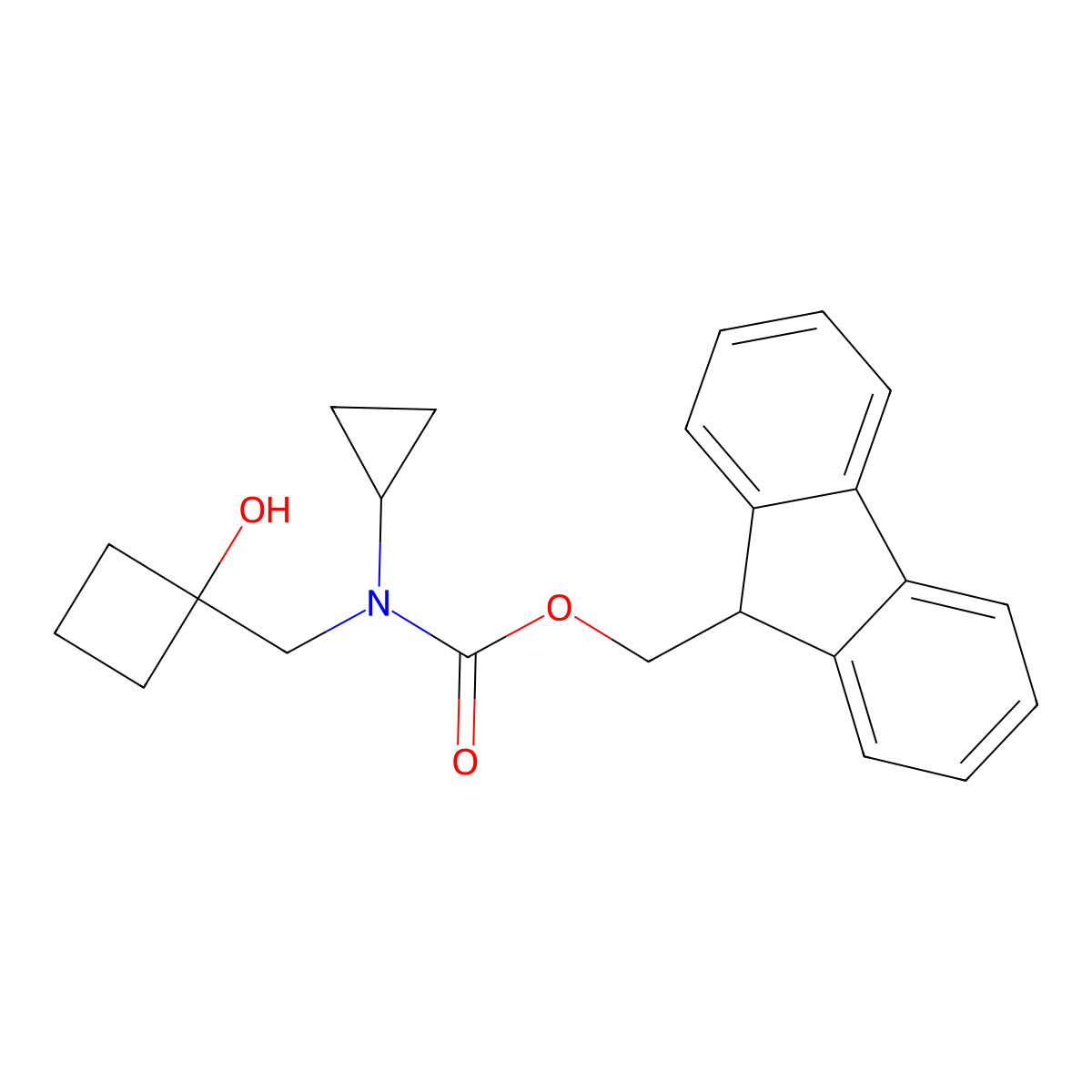 (9H-fluoren-9-yl)methyl N-cyclopropyl-N-[(1-hydroxycyclobutyl)methyl]carbamate molecular structure, CAS 2763998-27-0