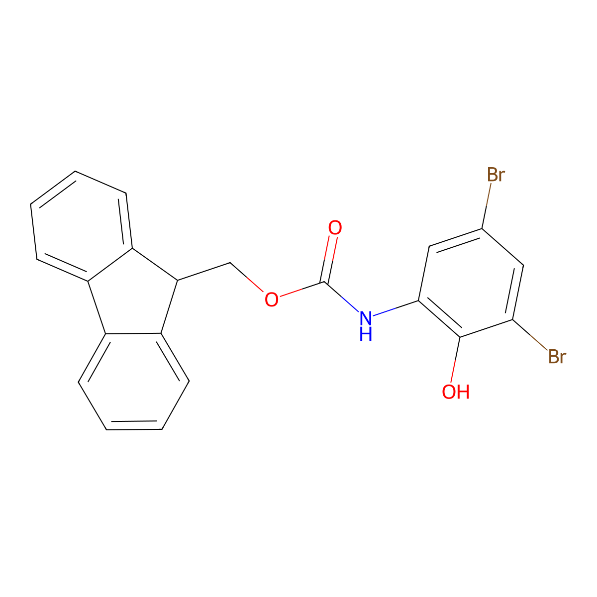 (9H-fluoren-9-yl)methyl N-(3,5-dibromo-2-hydroxyphenyl)carbamate molecular structure, CAS 2763998-28-1