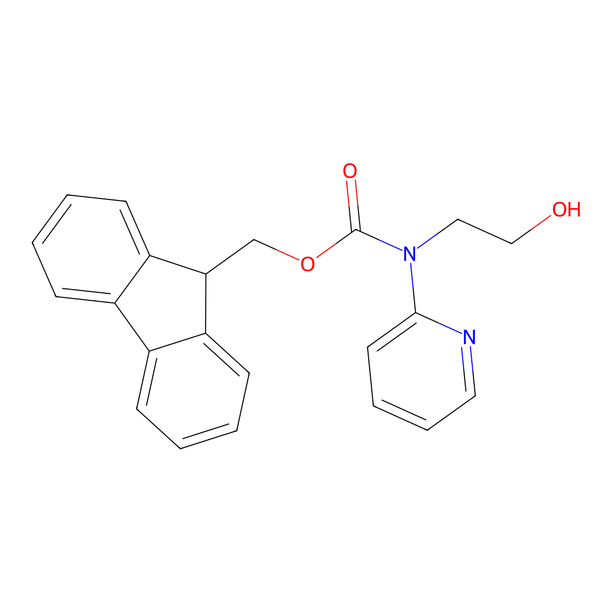 (9H-fluoren-9-yl)methyl N-(2-hydroxyethyl)-N-(pyridin-2-yl)carbamate molecular structure, CAS 2763998-29-2