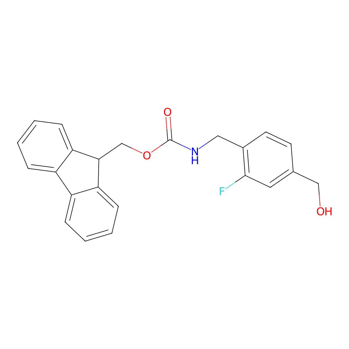 (9H-fluoren-9-yl)methyl N-{[2-fluoro-4-(hydroxymethyl)phenyl]methyl}carbamate molecular structure, CAS 2763998-40-7