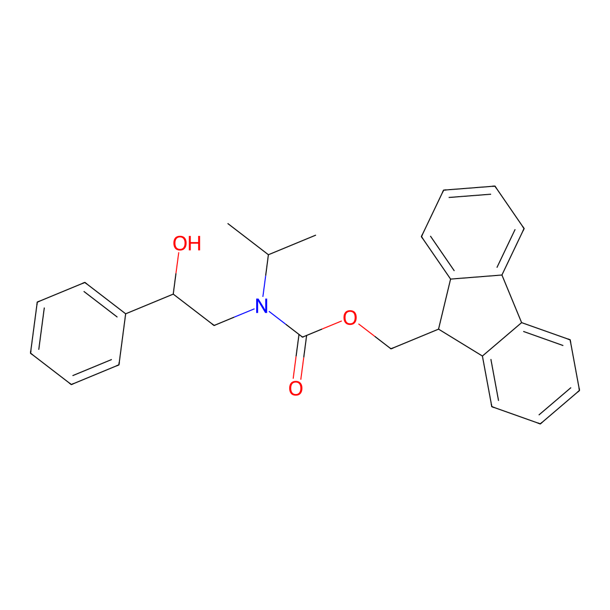 (9H-fluoren-9-yl)methyl N-(2-hydroxy-2-phenylethyl)-N-(propan-2-yl)carbamate molecular structure, CAS 2763998-46-3