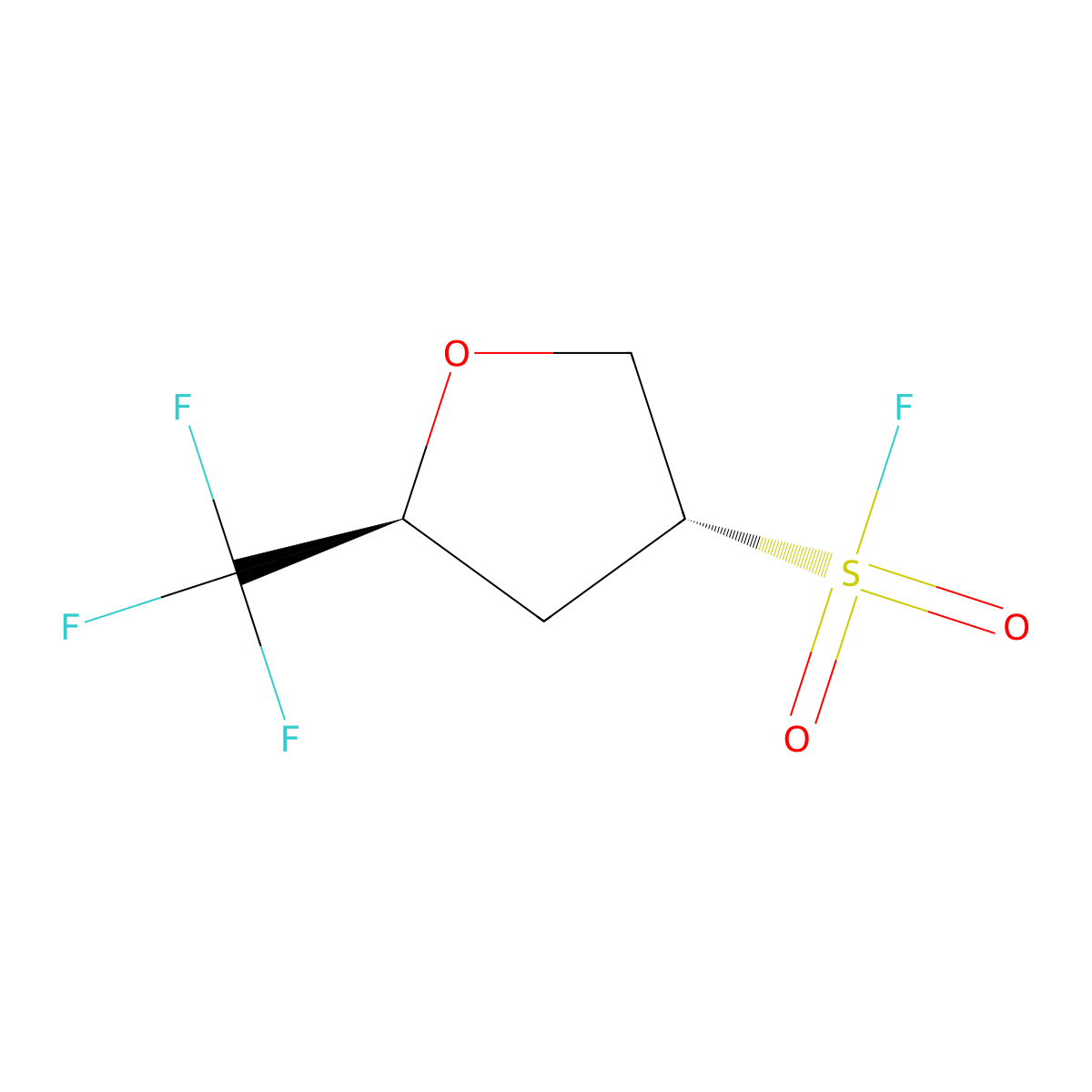 rac-(3R,5S)-5-(trifluoromethyl)oxolane-3-sulfonyl fluoride molecular structure, CAS 2763998-56-5