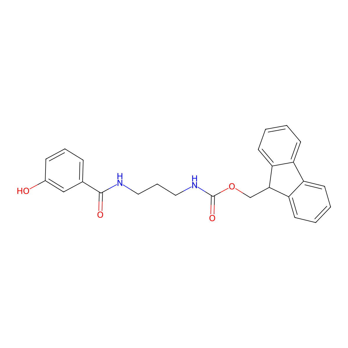 (9H-fluoren-9-yl)methyl N-{3-[(3-hydroxyphenyl)formamido]propyl}carbamate molecular structure, CAS 2763998-59-8