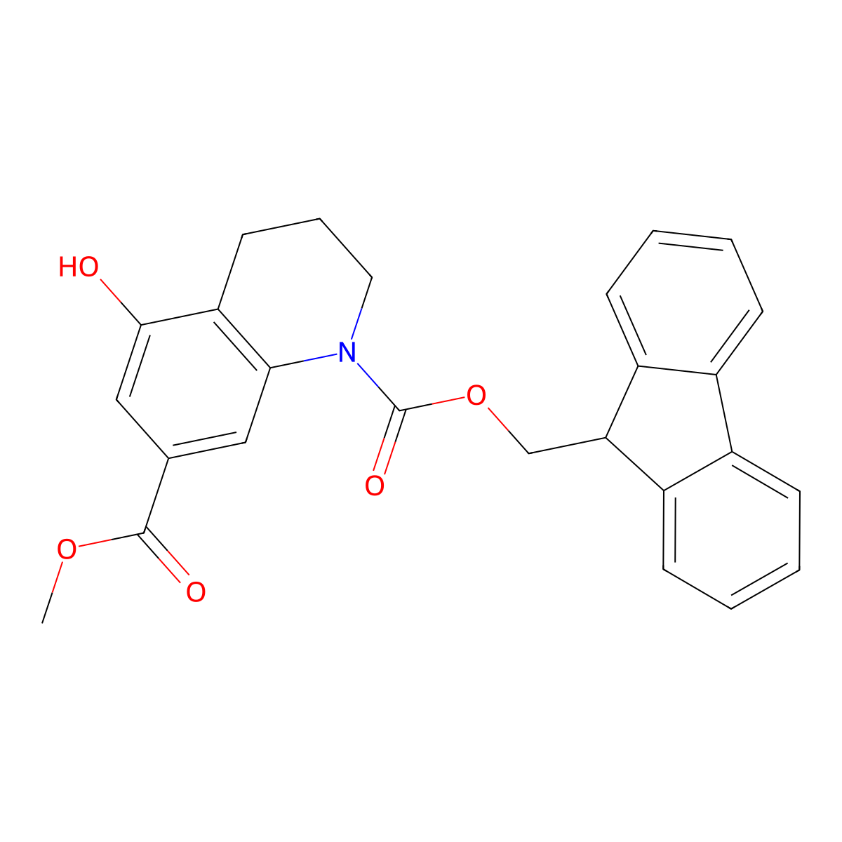 1-(9H-fluoren-9-yl)methyl 7-methyl 5-hydroxy-1,2,3,4-tetrahydroquinoline-1,7-dicarboxylate molecular structure, CAS 2763998-61-2