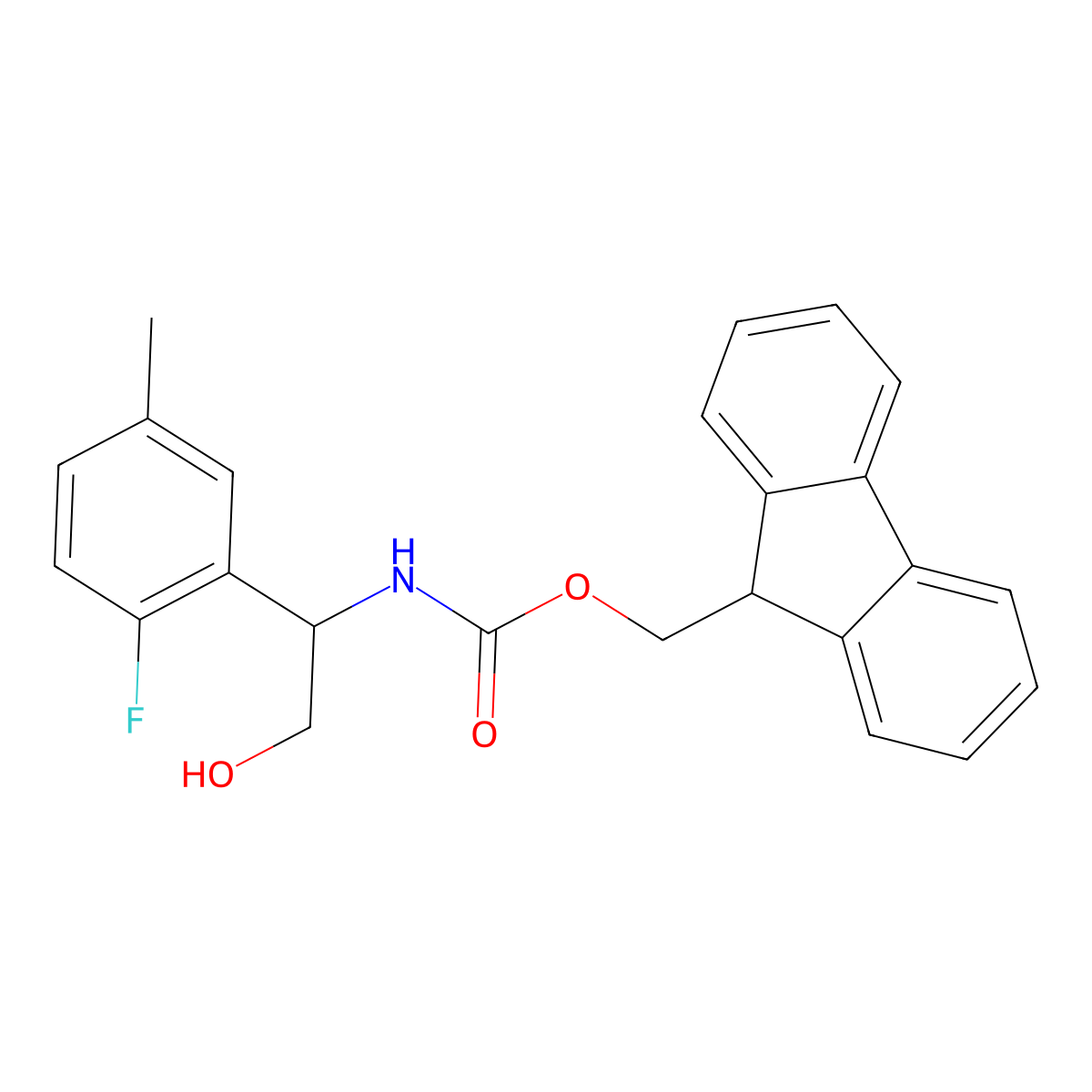 (9H-fluoren-9-yl)methyl N-[1-(2-fluoro-5-methylphenyl)-2-hydroxyethyl]carbamate molecular structure, CAS 2763998-64-5