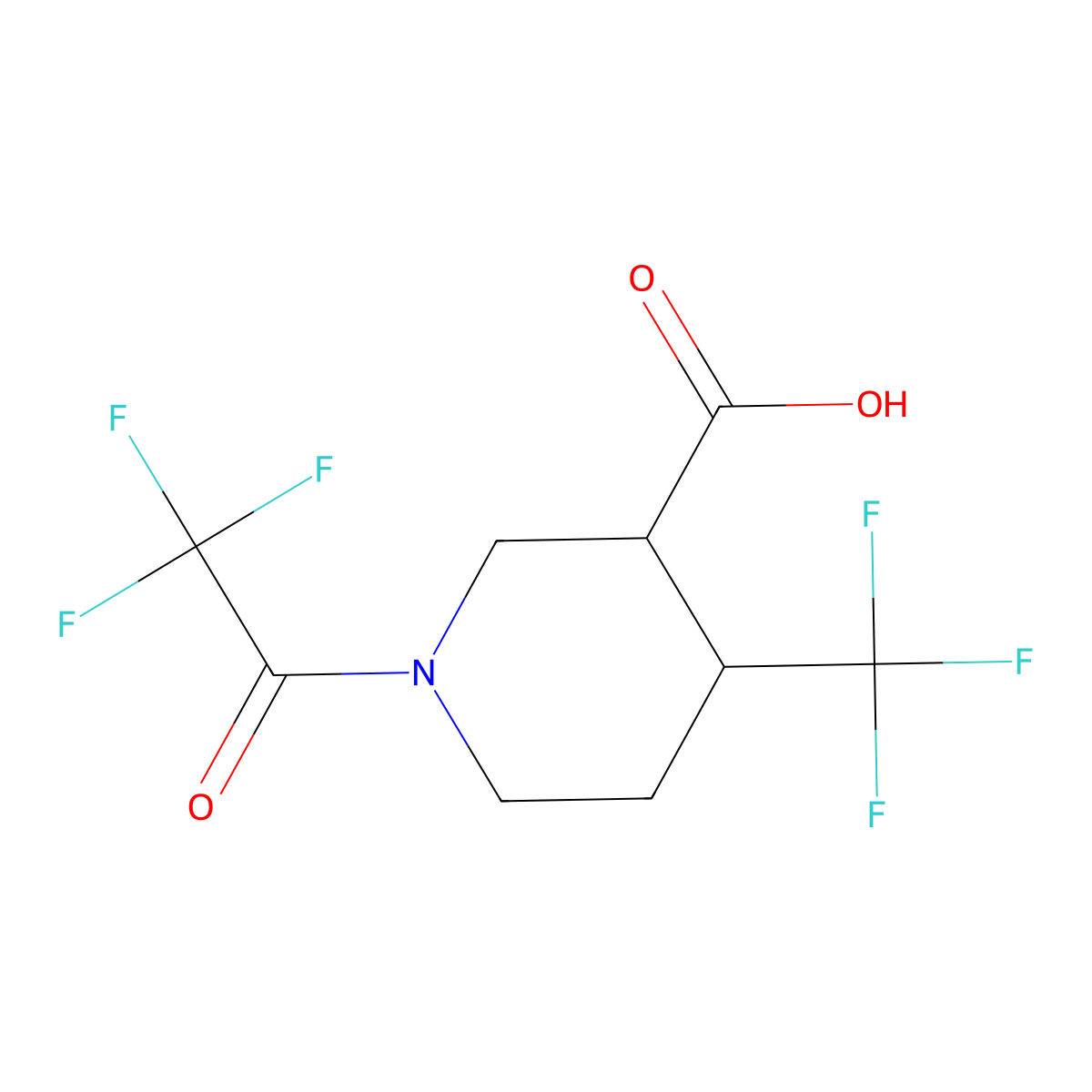 rac-(3R,4S)-1-(2,2,2-trifluoroacetyl)-4-(trifluoromethyl)piperidine-3-carboxylic acid molecular structure, CAS 2763998-65-6