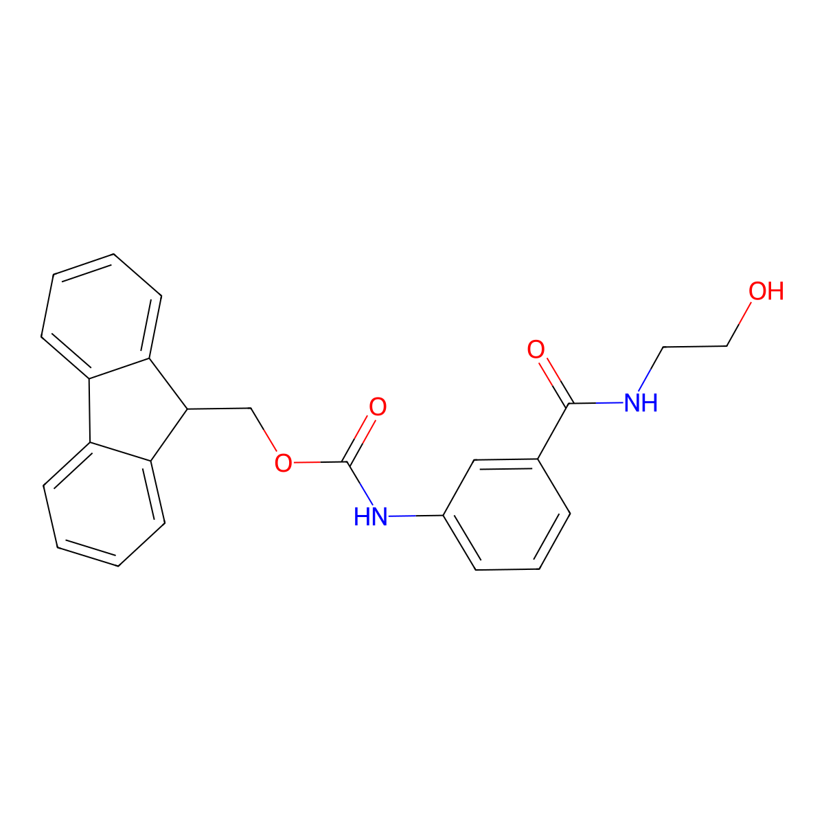 (9H-fluoren-9-yl)methyl N-{3-[(2-hydroxyethyl)carbamoyl]phenyl}carbamate molecular structure, CAS 2763998-66-7