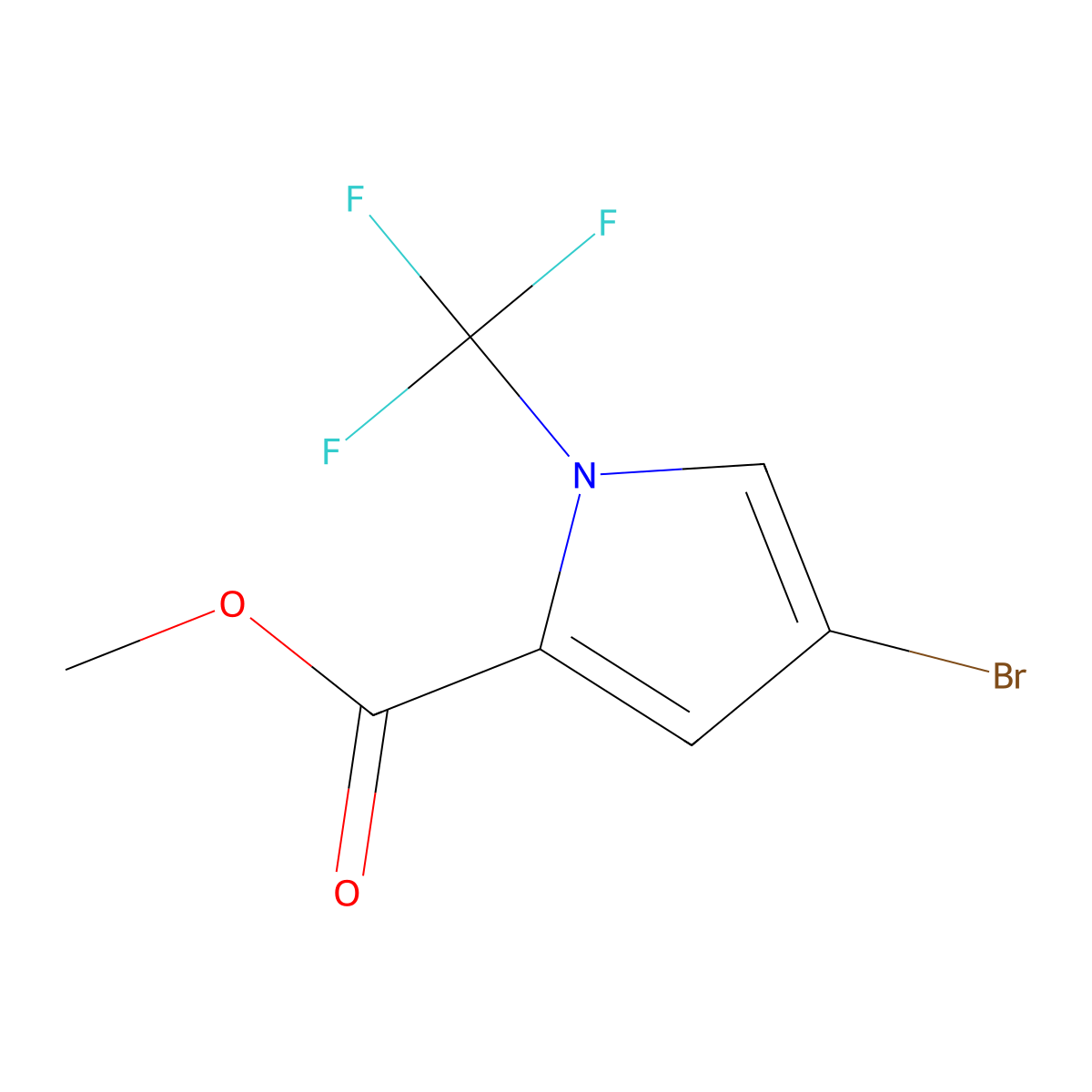 methyl 4-bromo-1-(trifluoromethyl)-1H-pyrrole-2-carboxylate molecular structure, CAS 2763998-67-8
