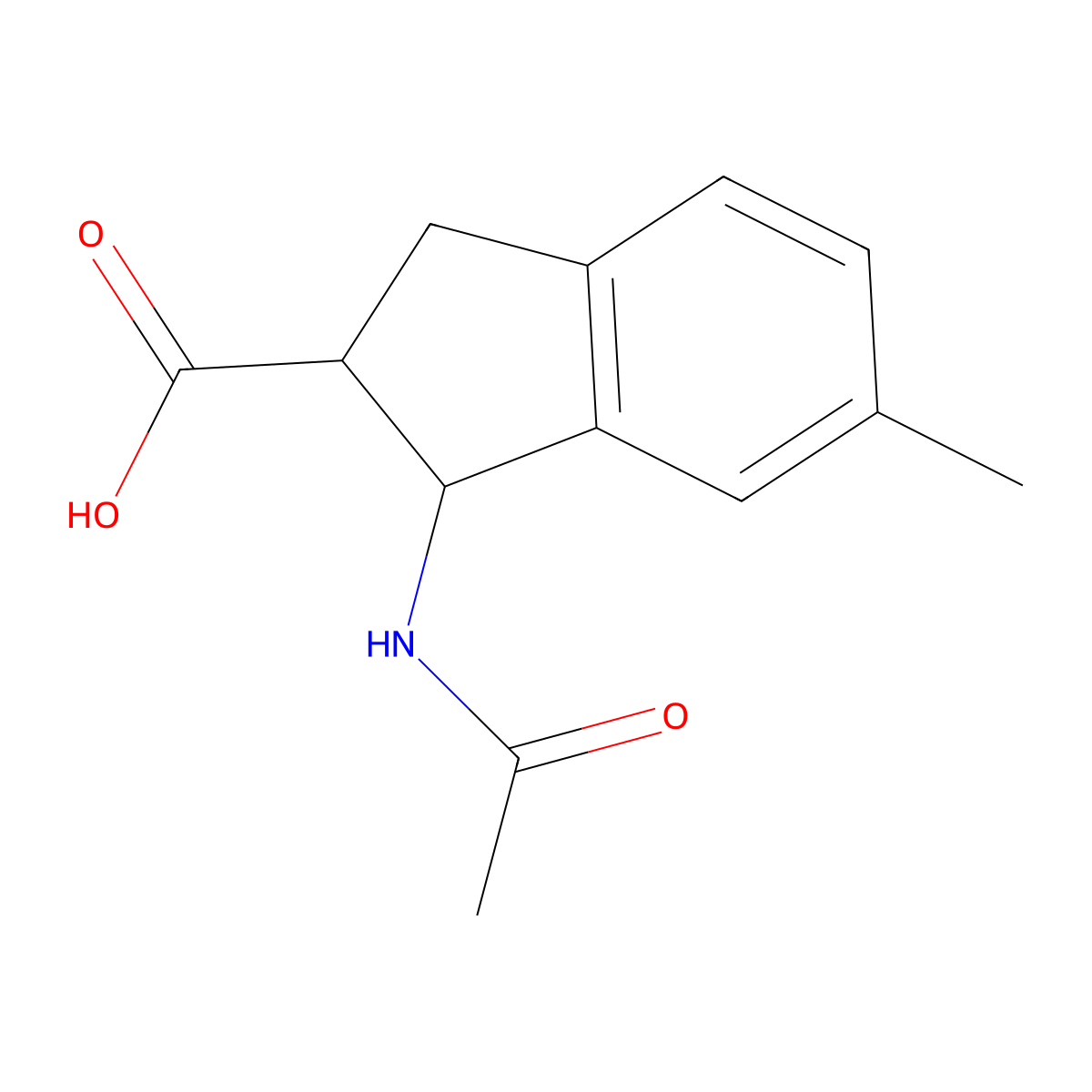 rac-(1R,2R)-1-acetamido-6-methyl-2,3-dihydro-1H-indene-2-carboxylic acid molecular structure, CAS 2763998-69-0