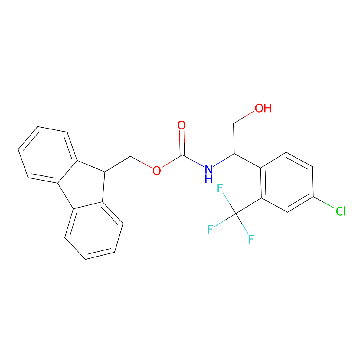 (9H-fluoren-9-yl)methyl N-{1-[4-chloro-2-(trifluoromethyl)phenyl]-2-hydroxyethyl}carbamate molecular structure, CAS 2763998-71-4