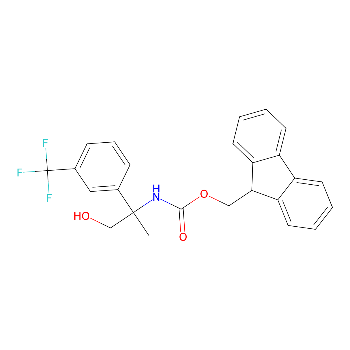 (9H-fluoren-9-yl)methyl N-{1-hydroxy-2-[3-(trifluoromethyl)phenyl]propan-2-yl}carbamate molecular structure, CAS 2763998-73-6