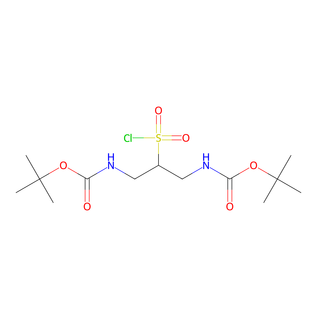 tert-butyl N-(3-{[(tert-butoxy)carbonyl]amino}-2-(chlorosulfonyl)propyl)carbamate molecular structure, CAS 2763998-76-9