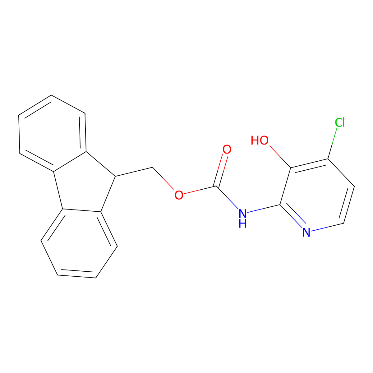 (9H-fluoren-9-yl)methyl N-(4-chloro-3-hydroxypyridin-2-yl)carbamate molecular structure, CAS 2763998-81-6