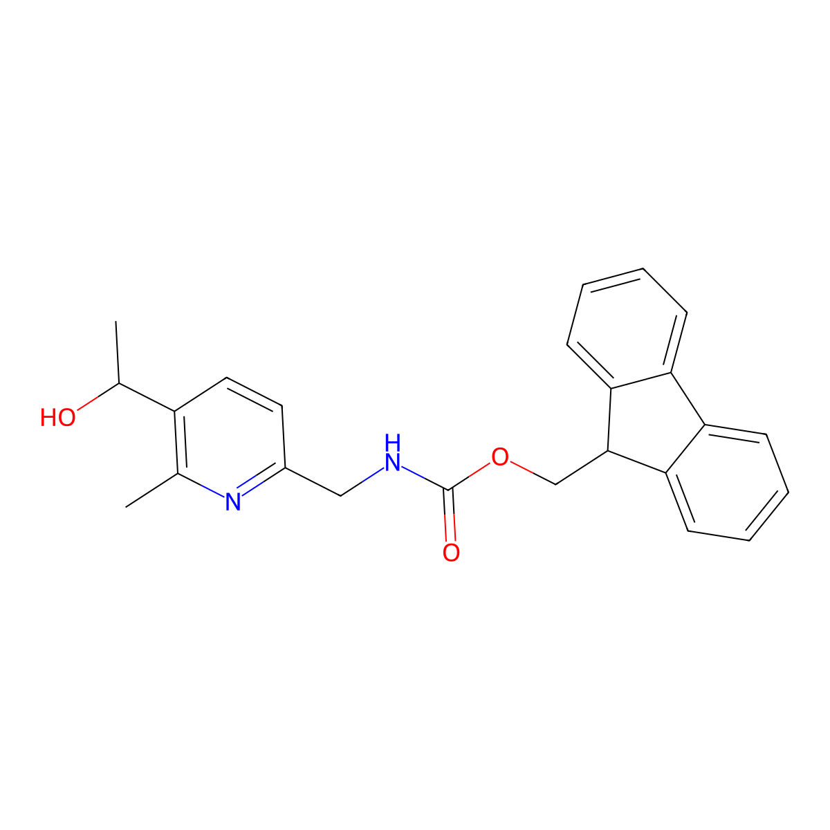 (9H-fluoren-9-yl)methyl N-{[5-(1-hydroxyethyl)-6-methylpyridin-2-yl]methyl}carbamate molecular structure, CAS 2763998-86-1
