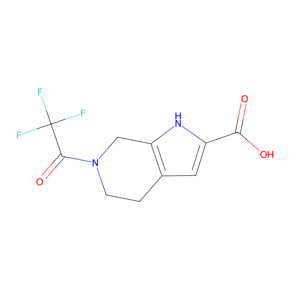 6-(2,2,2-trifluoroacetyl)-1H,4H,5H,6H,7H-pyrrolo[2,3-c]pyridine-2-carboxylic acid molecular structure, CAS 2763998-89-4