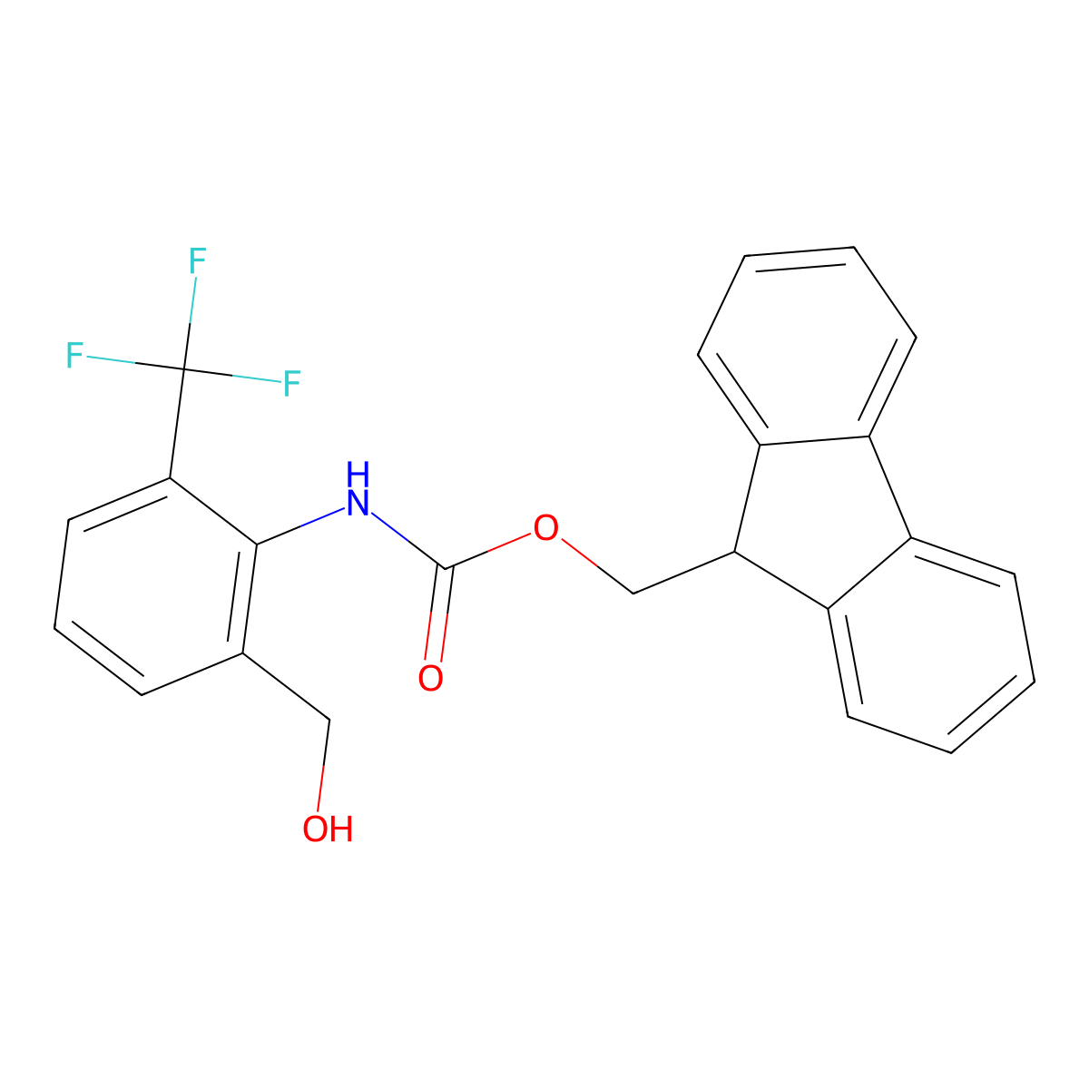 (9H-fluoren-9-yl)methyl N-[2-(hydroxymethyl)-6-(trifluoromethyl)phenyl]carbamate molecular structure, CAS 2763999-02-4