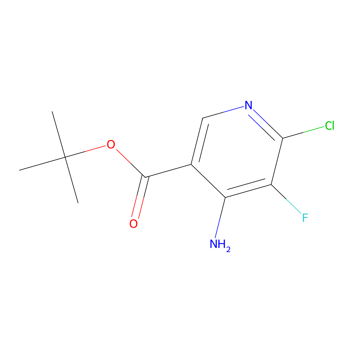 Tert-butyl 4-amino-6-chloro-5-fluoropyridine-3-carboxylate molecular structure, CAS 2763999-16-0
