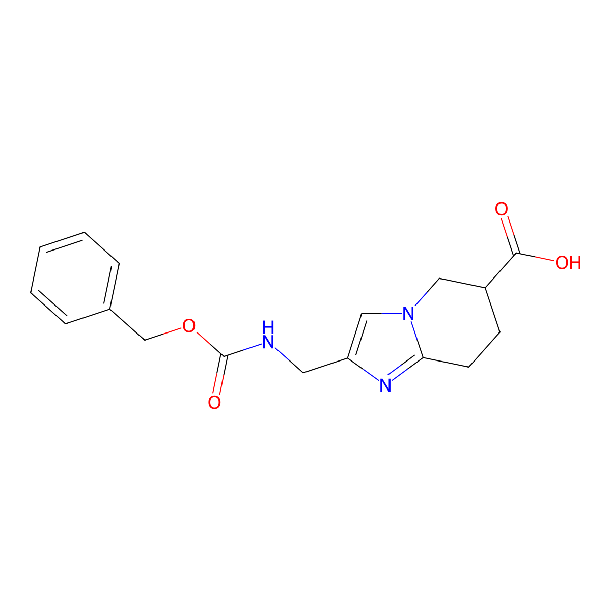 2-({[(benzyloxy)carbonyl]amino}methyl)-5H,6H,7H,8H-imidazo[1,2-a]pyridine-6-carboxylic acid molecular structure, CAS 2763999-17-1